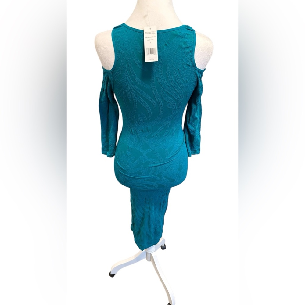 White Hart Cold Shoulder Dress-Deep Lake - Picture 6 of 8